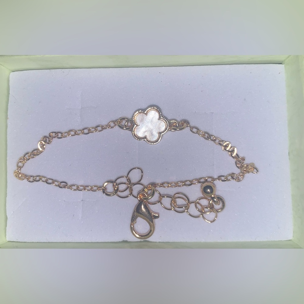 Gold and White Flower Bracelet